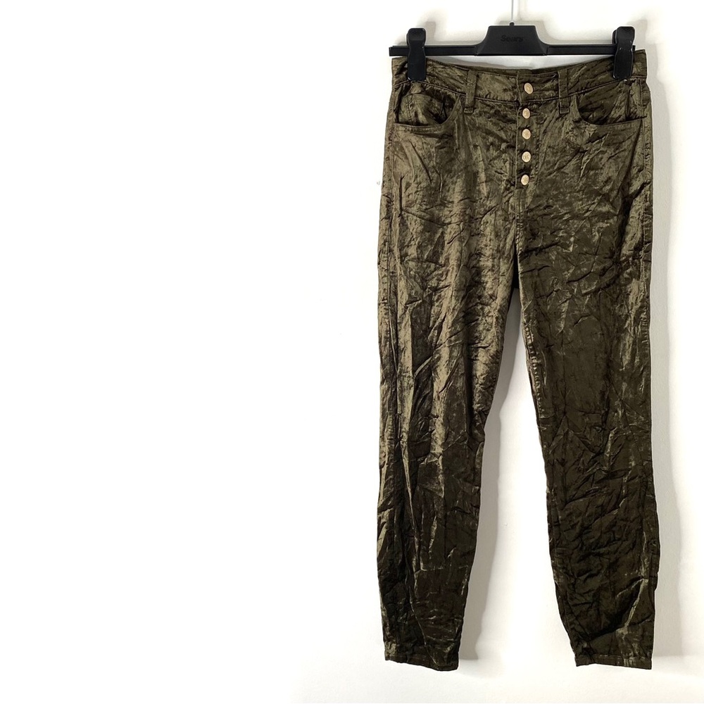 7 For All Mankind Olive Crushed Velvet Pants